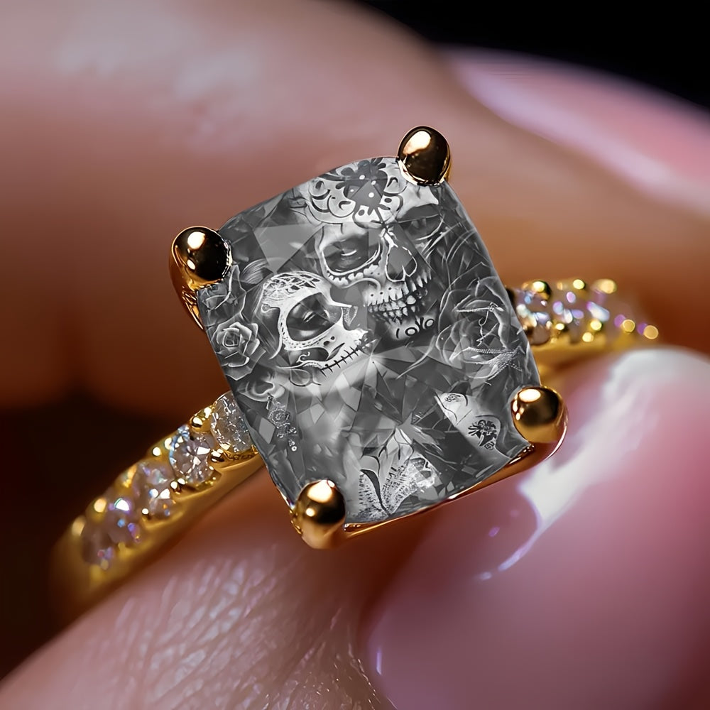Rose & Skull Square Ring
