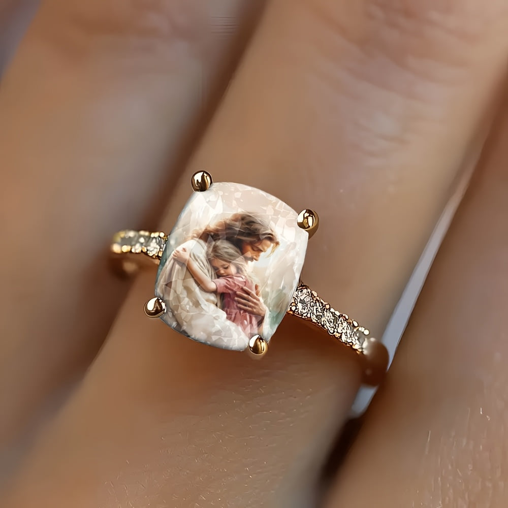 Jesus Comforting Child Square Ring