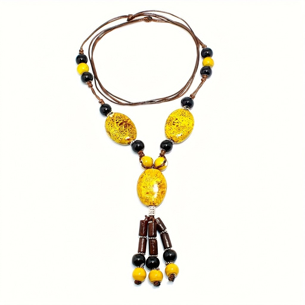 Speckled Ceramic Bead Necklace